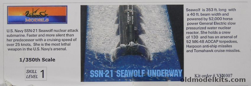 Viking Models 1/350 Seawolf SSN21 Underway Nuclear Attack Submarine, VKB1007 plastic model kit
